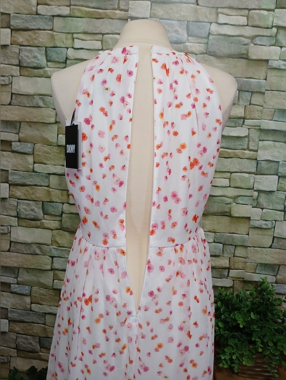 New DKNY Floral Belted Long Dress Size 10 Whimsigoth Feminine Romantic - Picture 3 of 6